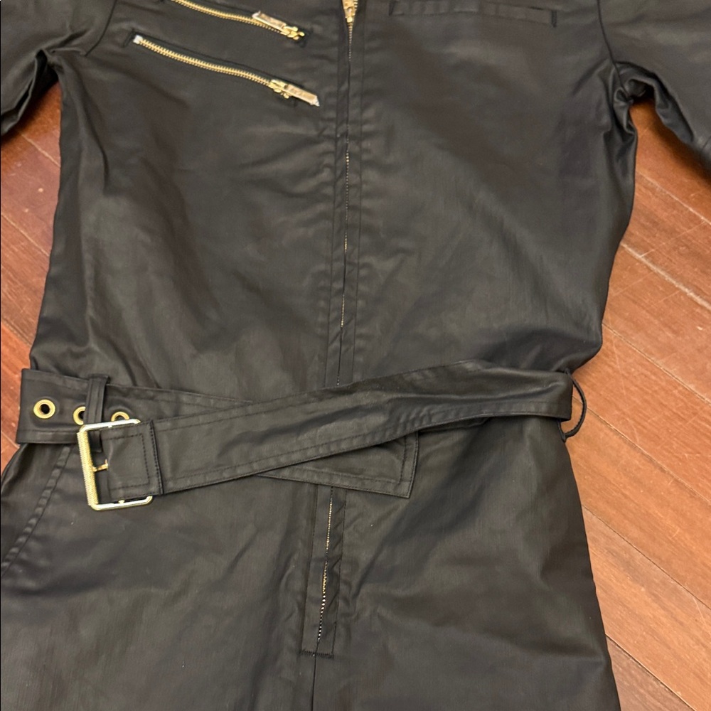 Men’s Black Quilted Knee Jumpsuit with Belt - Picture 9 of 16